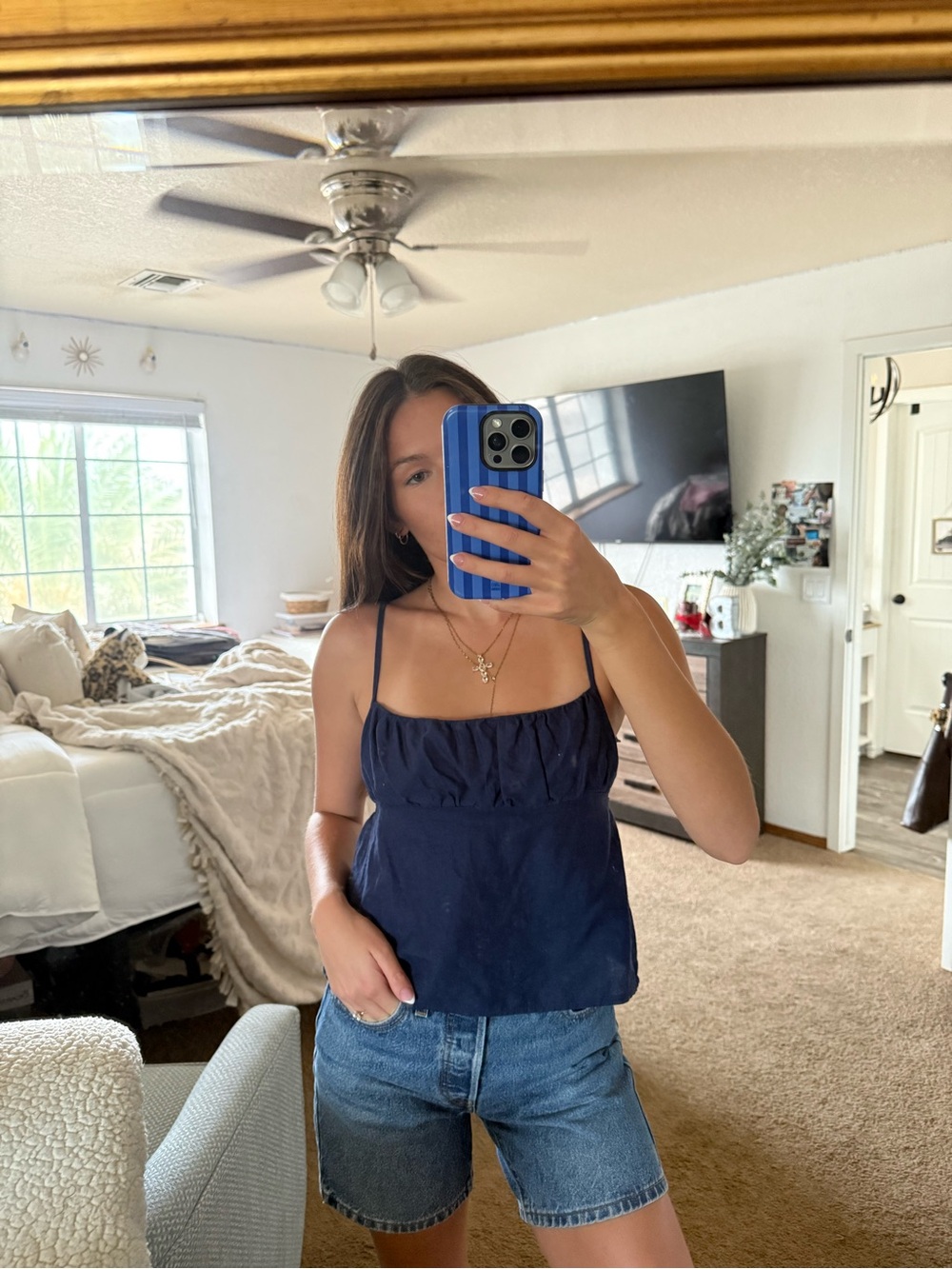 Edikted Navy Spaghetti Strap Cami Top